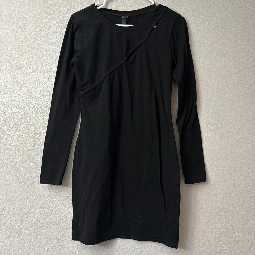 Wild Fable black long sleeve mini dress with peekaboo cut out details